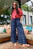 Bloc Stripe Wide Leg Pant Ink & Navy